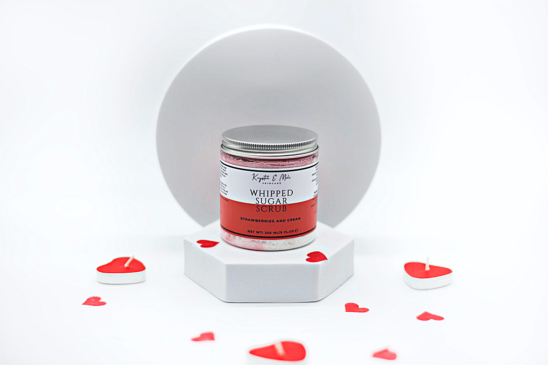 Strawberries & cream whipped sugar scrub